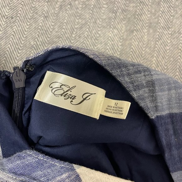 ELIZA J - Gingham Checkered Blue White Dress - Picture 6 of 9